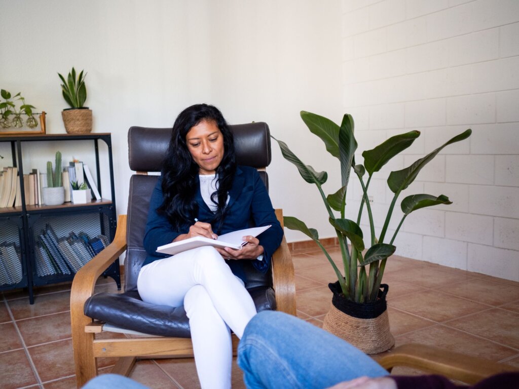 Therapist in office