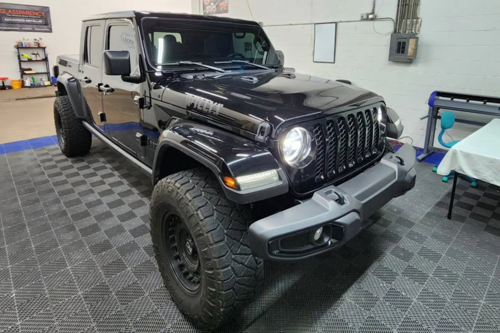 Black Jeep with ceramic coating finish